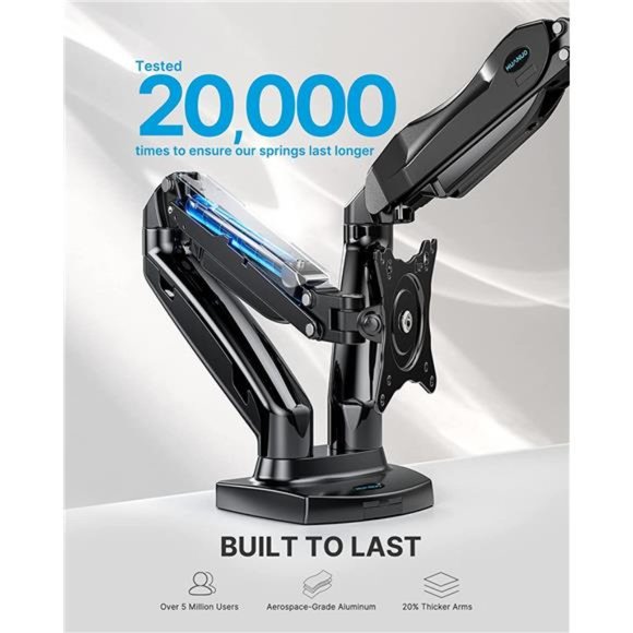 Dual Monitor Stand, Adjustable Spring Monitor Desk Mount, Holds Max 14.3lbs - Picture 4 of 6